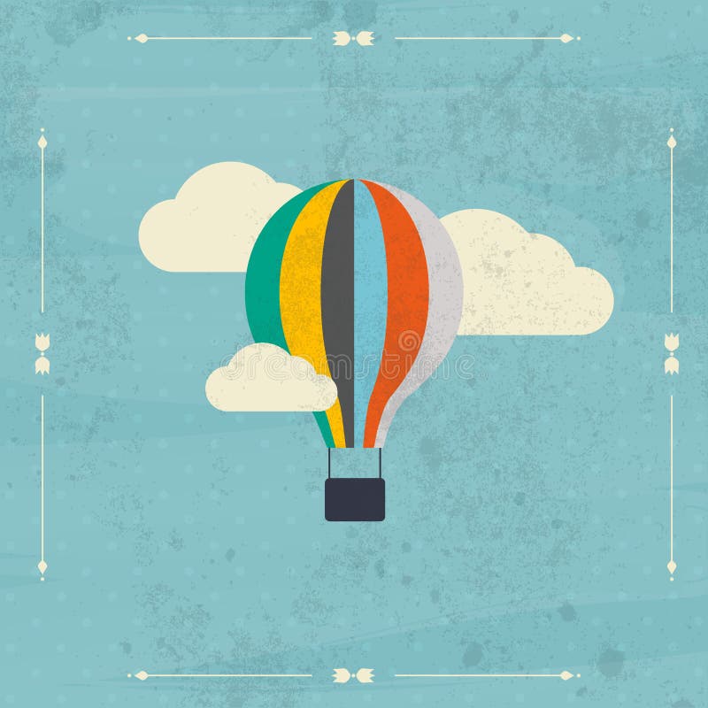 Mongolfiera d'annata nel vettore del cielo Illustrazione Backgro royalty illustrazione gratis Mongolfiera d'annata nel vettore del cielo Illustrazione Backgro royalty illustrazione gratis