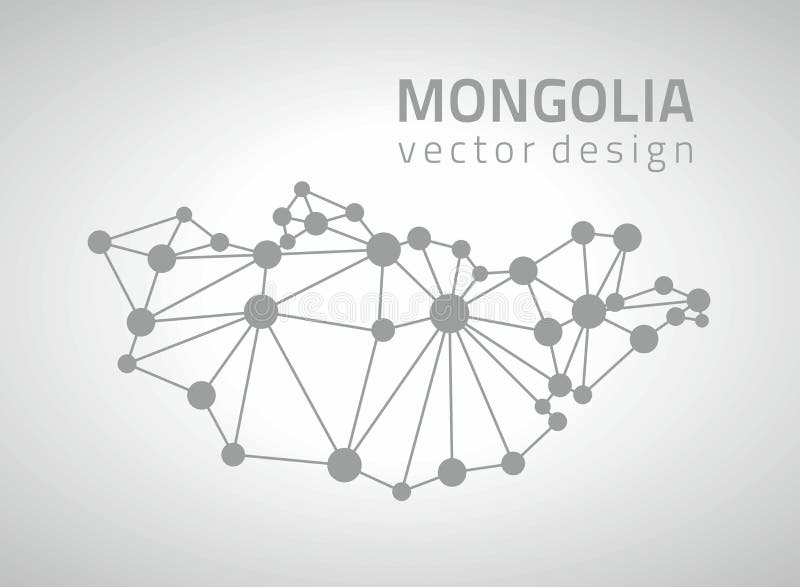 Mongolia kropki mozaiki konturu popielata wektorowa mapa royalty ilustracja