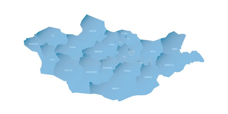 Mongolia political map of administrative divisions vector illustration