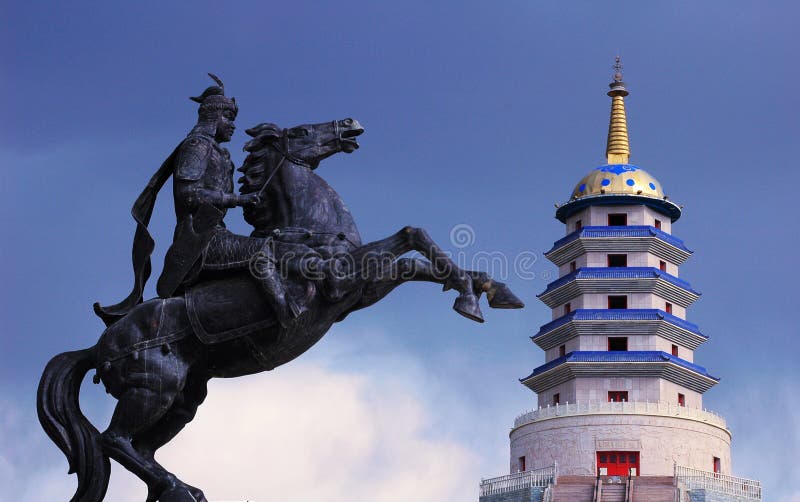Mongolian pagoda and cavalry