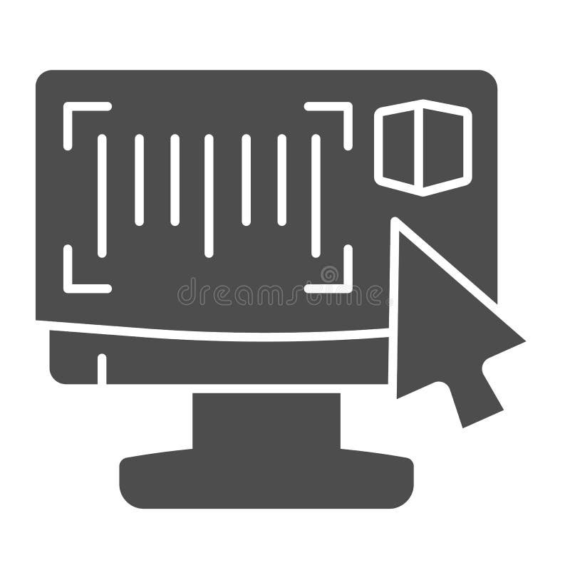 Monitor with barcode reader solid icon, logistic and delivery service symbol, warehouse registry vector sign on white royalty free illustration