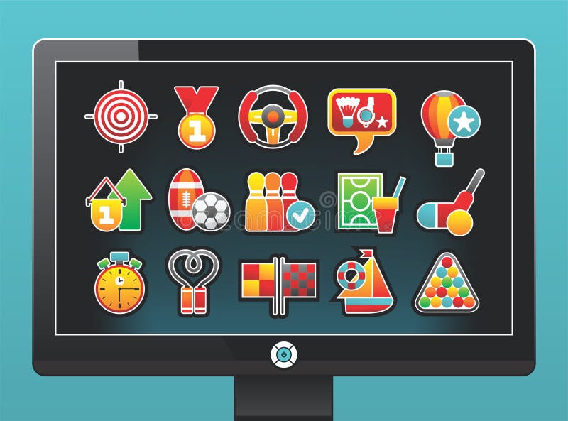 Monitor with a beautiful sports icons vector illustration