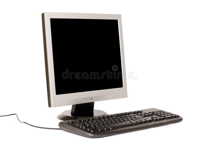 Monitor and the computer keyboard stock photos