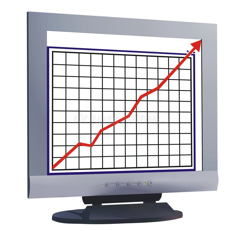 Monitor con la línea de carta ilustración del vector Monitor con la línea de carta ilustración del vector