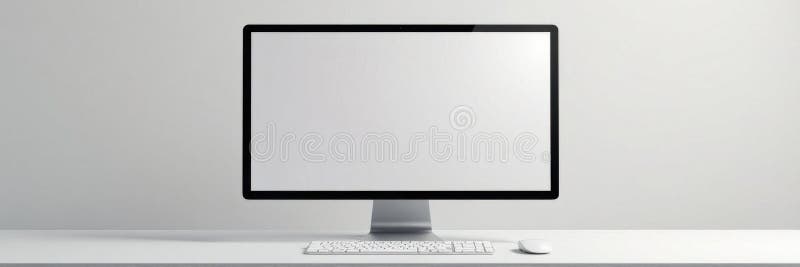 Monitor de fundal gri cu ecran alb alb, strălucitor, PC modern stock illustration