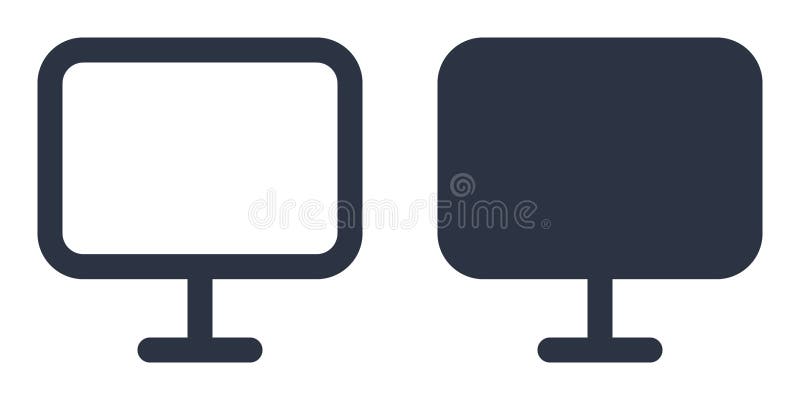 Monitor or desktop computer simple icons set designed in filled and stroke style royalty free illustration