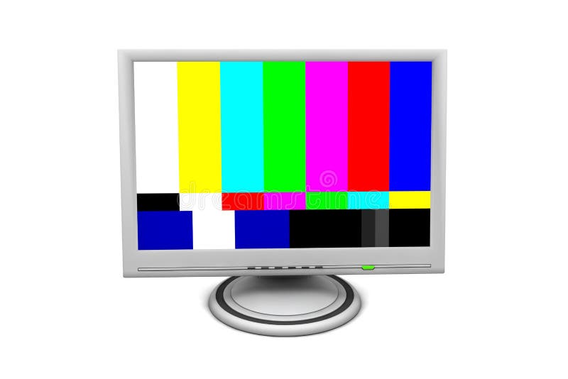 Monitor do écran plano do LCD com teste padrão de teste imagem de stock Monitor do écran plano do LCD com teste padrão de teste imagem de stock