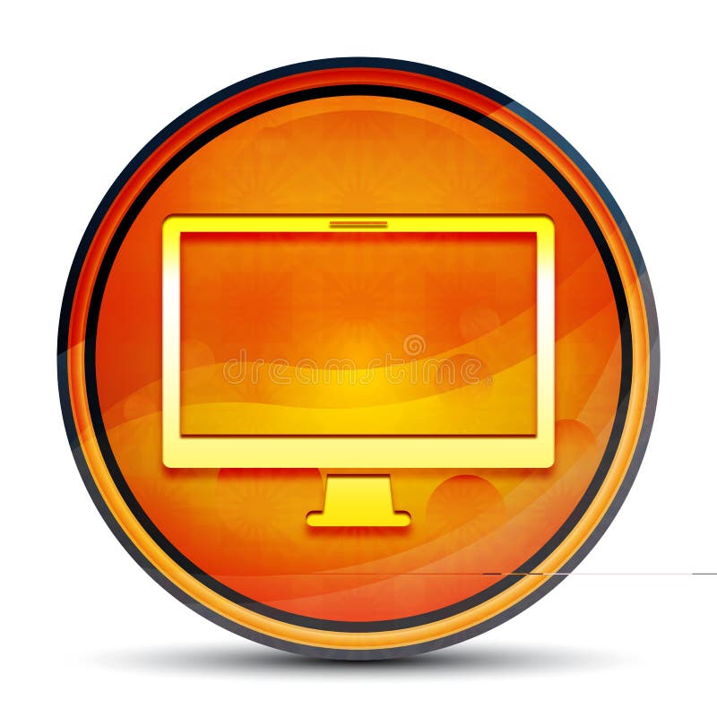 Monitor icon shiny bright orange round button illustration stock image Monitor icon shiny bright orange round button illustration stock image
