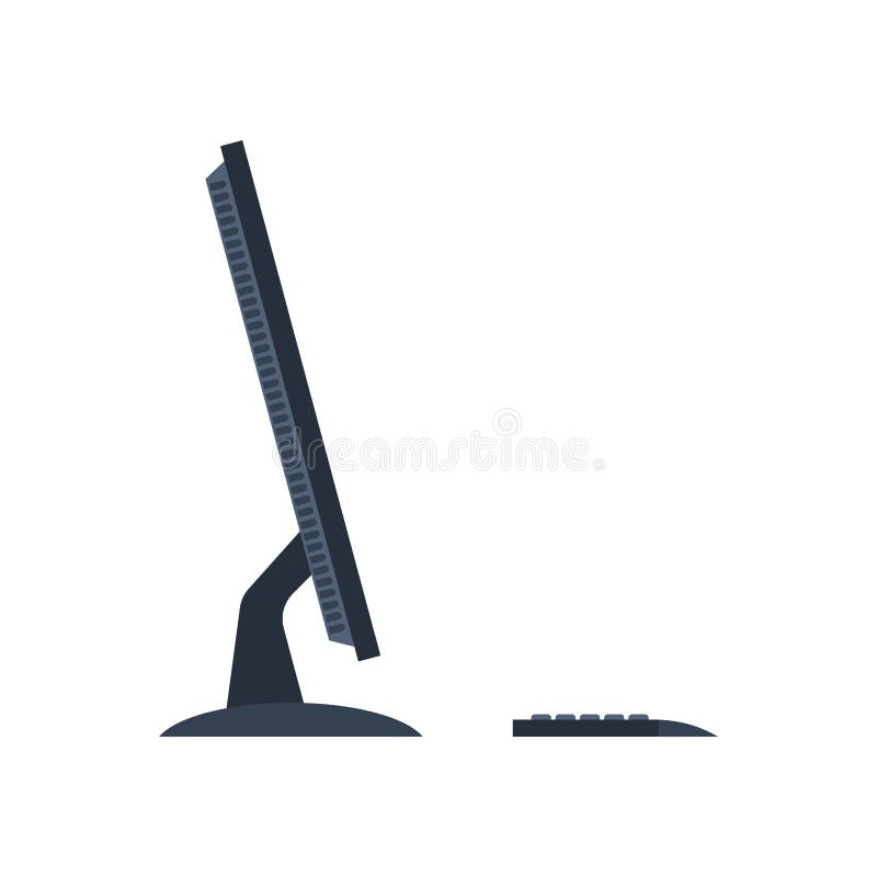 Monitor and keyboard are isolated. Working on computer. Office W royalty free illustration