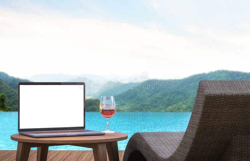 Monitor laptop gol și imagine de redare 3d cu poo lbed vector illustration