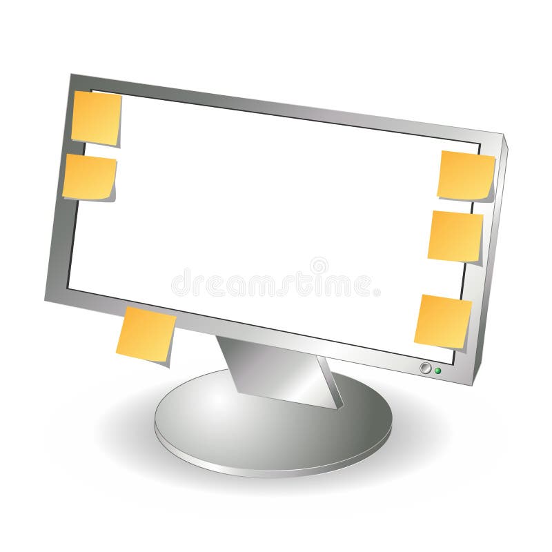 LCD monitor and post it notes with copy space. LCD monitor and post it notes with copy space