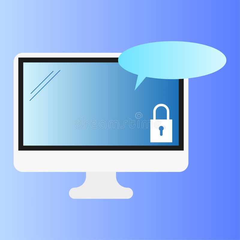 Monitor Lock Message Icon. Padlock, Lock. Vector Illustration Stock