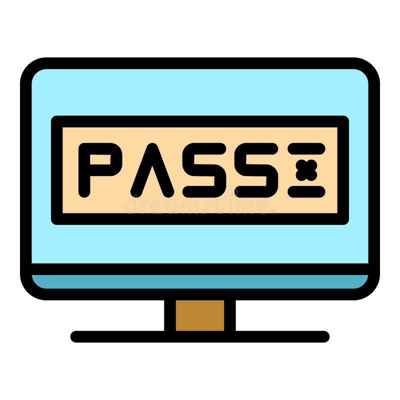 Monitor password icon color outline vector vector illustration