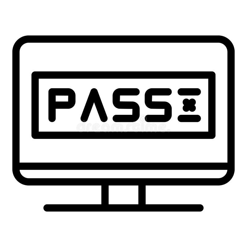 Monitor password icon, outline style vector illustration