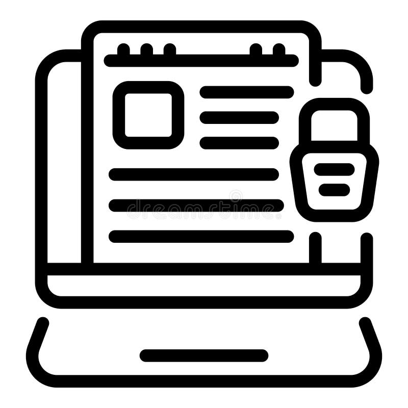 Monitor password icon, outline style. Monitor password icon. Outline monitor password vector icon for web design isolated on white background