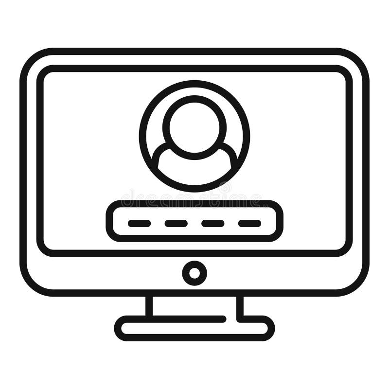Monitor password icon outline vector. Mobile account stock illustration