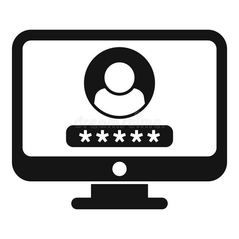 Monitor password icon simple vector. Mobile account stock illustration