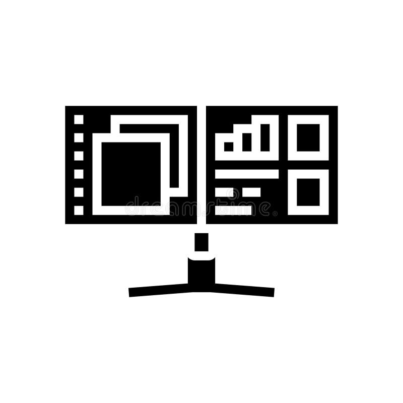 Monitor split screen hybrid work glyph icon vector illustration stock illustration