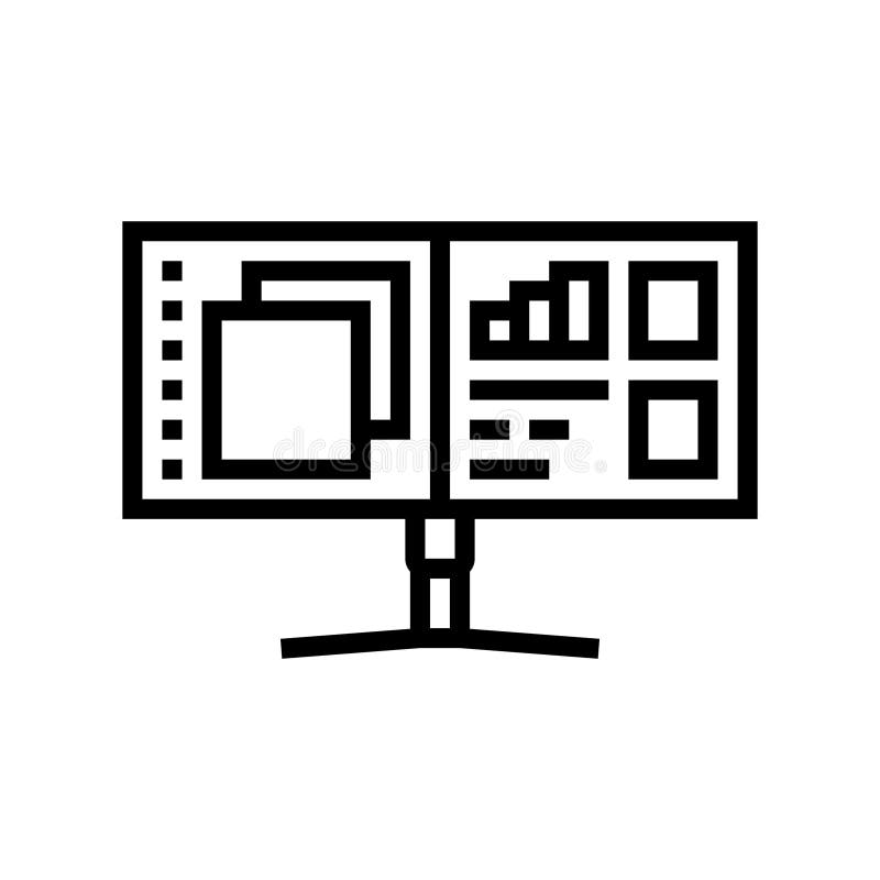 Monitor split screen hybrid work line icon vector illustration stock illustration
