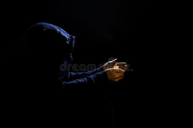 Monk with candle. stock photo. Image of night, wisdom 79763478