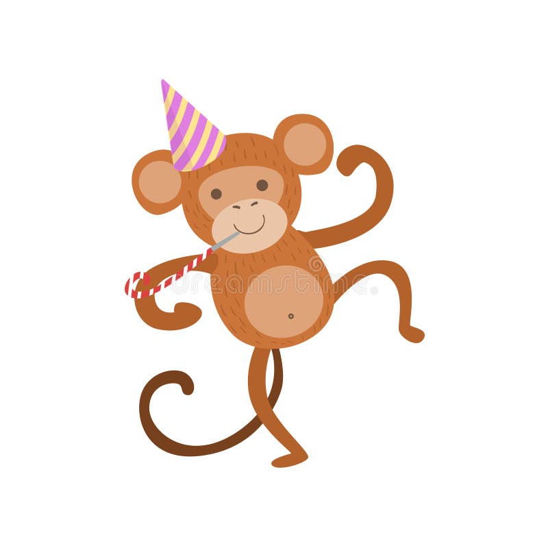 Monkey Cute Animal Character Attending Birthday Party Stock Vector -  Illustration of background, character: 78191578