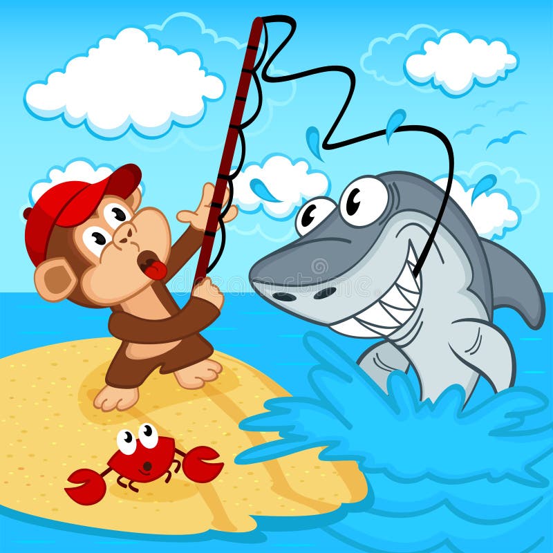 https://thumbs.dreamstime.com/b/monkey-fishing-vector-illustration-39536120.jpg