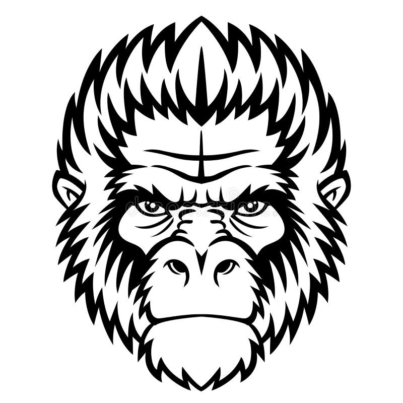 Ape head logo in black and white. This is vector illustration ideal for a mascot and tattoo or T-shirt graphic. Yeti vectors