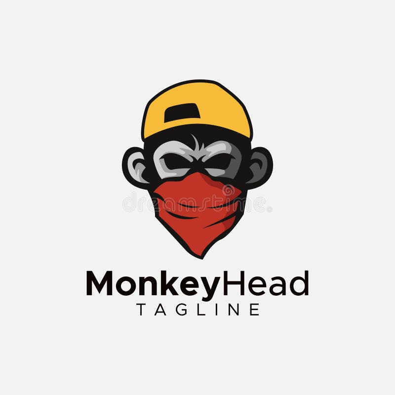 Monkey Head Cartoon Logo Template Stock Vector - Illustration of head, funny:  183415022