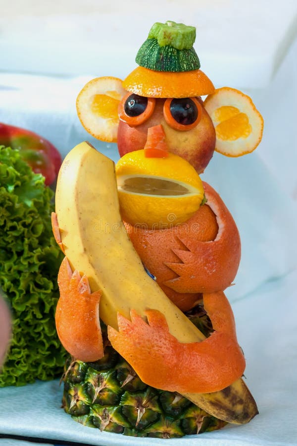 A monkey made of fruits stock image. Image of kitchen - 54050127