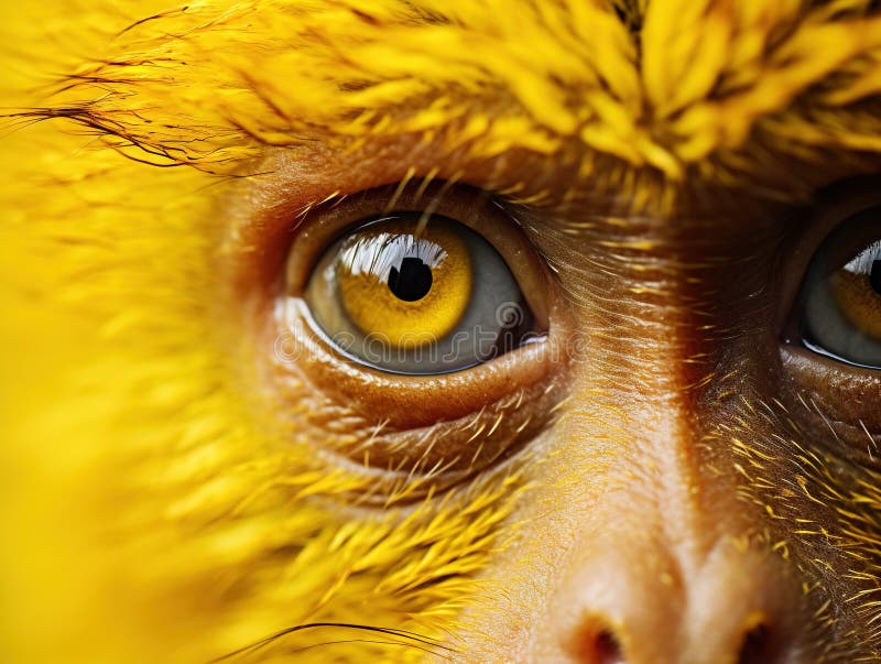 Monkey yellow close up Macaca fascicularis Made With Generative AI illustration royalty free illustration.