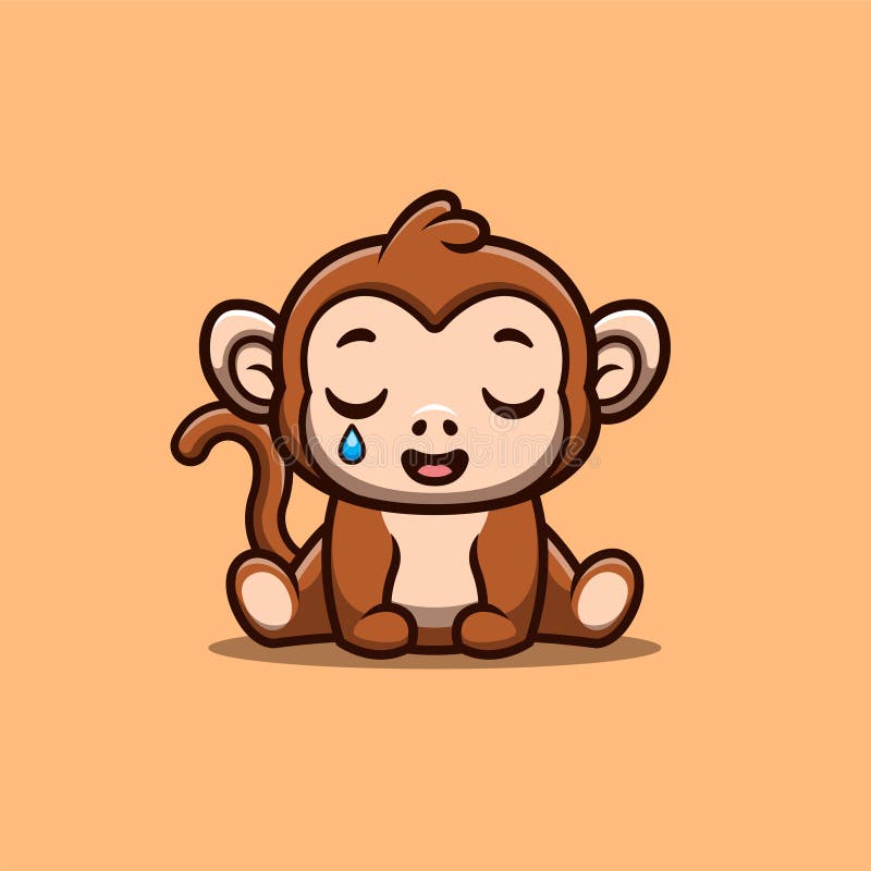 Cute baby monkey with bananas outlined isolated Vector Image