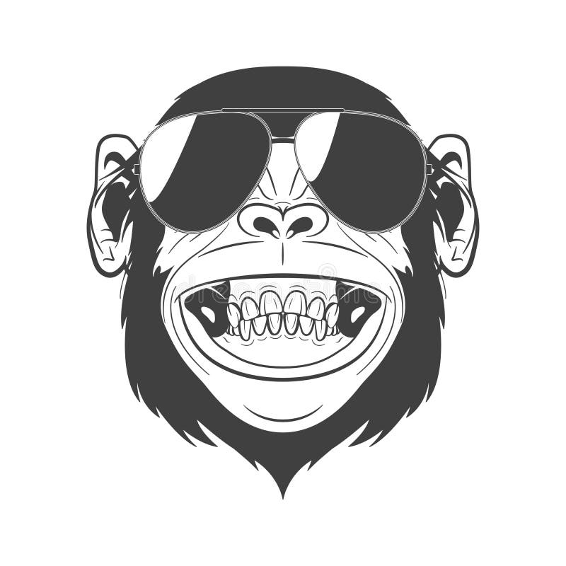 Monkey with sunglasses stock illustration. Illustration of comic - 60685152