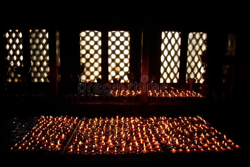 Candles At Swayambhunath Temple In Nepal Stock Photo Image of nirvana, himalaya 32473114