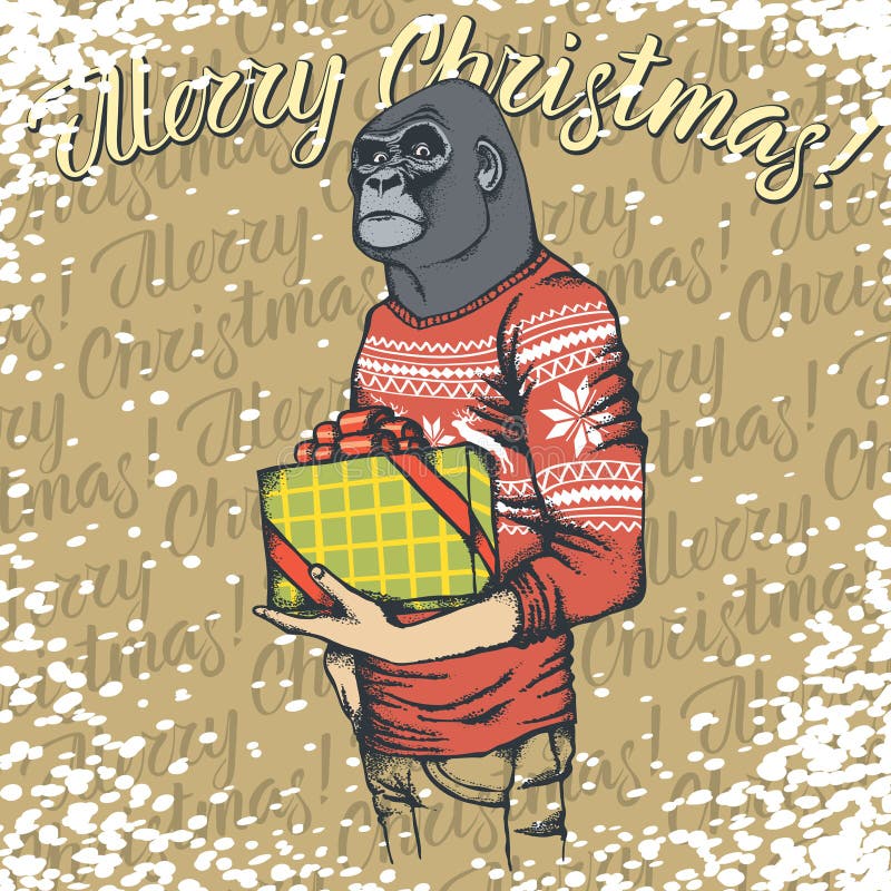 Monkey vector Christmas concept stock illustration Monkey vector Christmas concept stock illustration