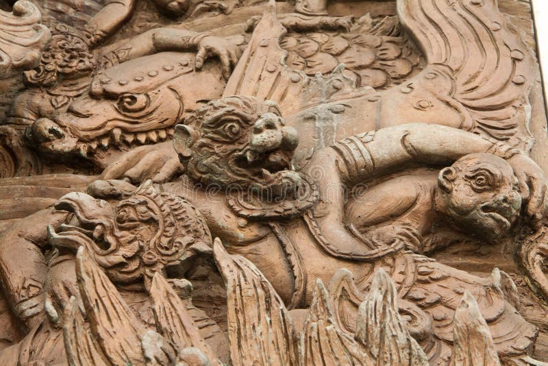 Monkey wall sculpture stock image. Image of ancient, trimit 44267221