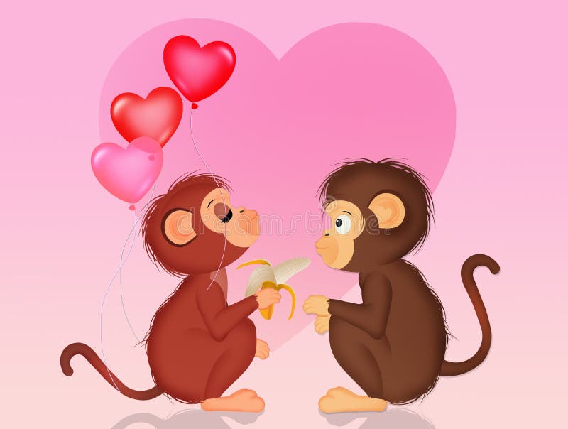 Monkeys in love stock illustration. Illustration of event - 112494937 Monkeys in love stock illustration. Illustration of event - 112494937