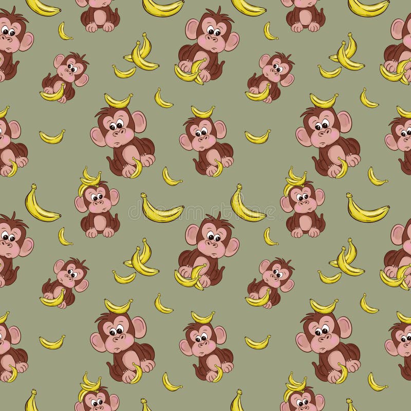 Monkeys Playing with Bananas Stock Illustration - Illustration of ...