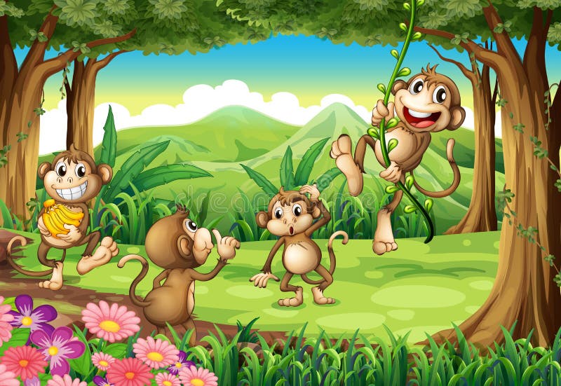 Monkeys playing stock illustration Monkeys playing stock illustration