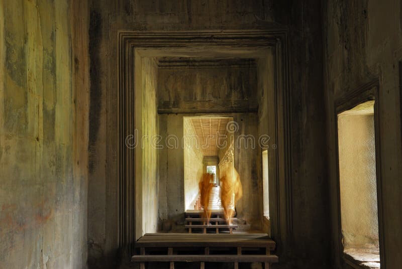 Monks in the Angkor Wat temple