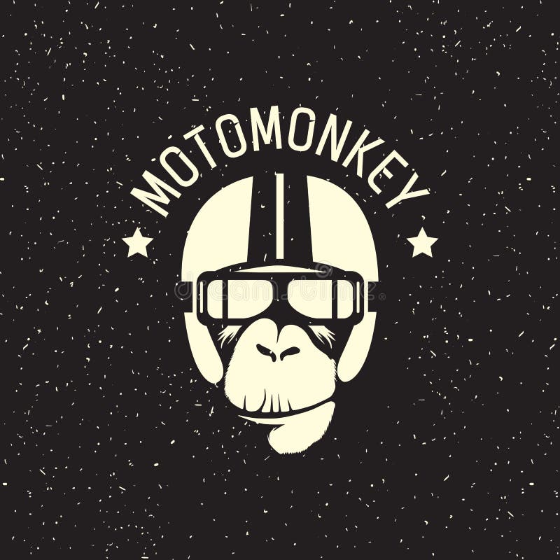 Mono del logotipo que lleva un casco ilustración del vector Mono del logotipo que lleva un casco ilustración del vector