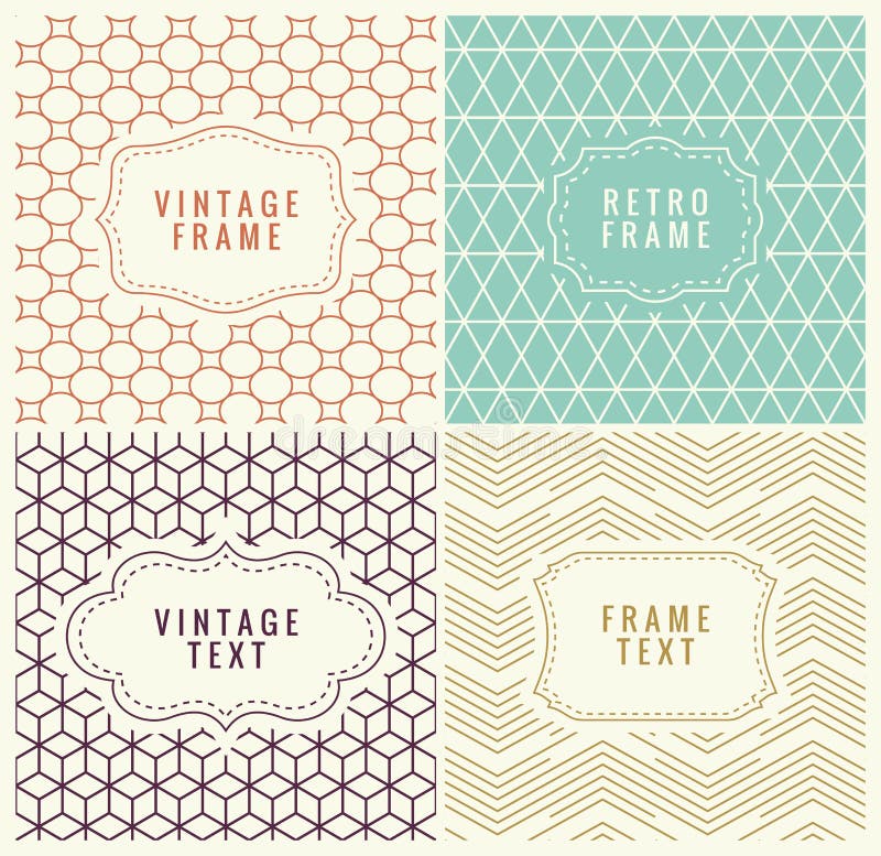 Mono linha retro quadros com lugar para o texto ilustração do vetor Mono linha retro quadros com lugar para o texto ilustração do vetor