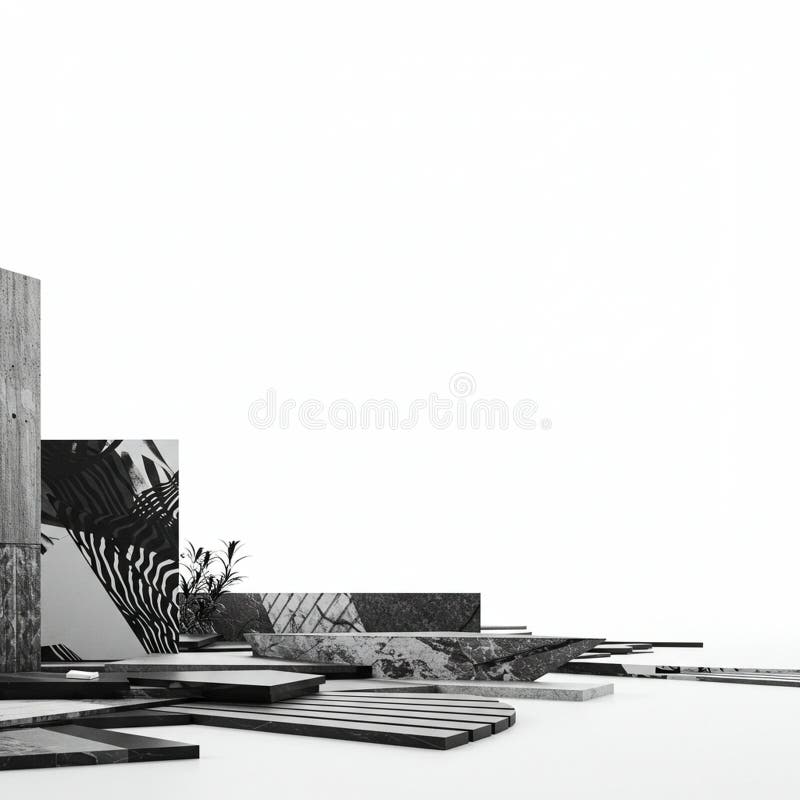 Monochromatic abstract composition featuring a series of overlapping black and royalty free illustration