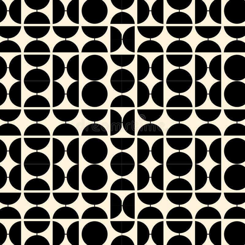 A monochromatic abstract pattern featuring circular shapes stock illustration