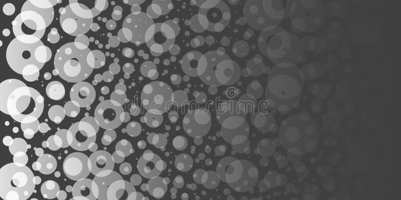 A monochromatic abstract pattern of overlapping circles with varying sizes and opacity, forming a textured and dynamic design stock illustration