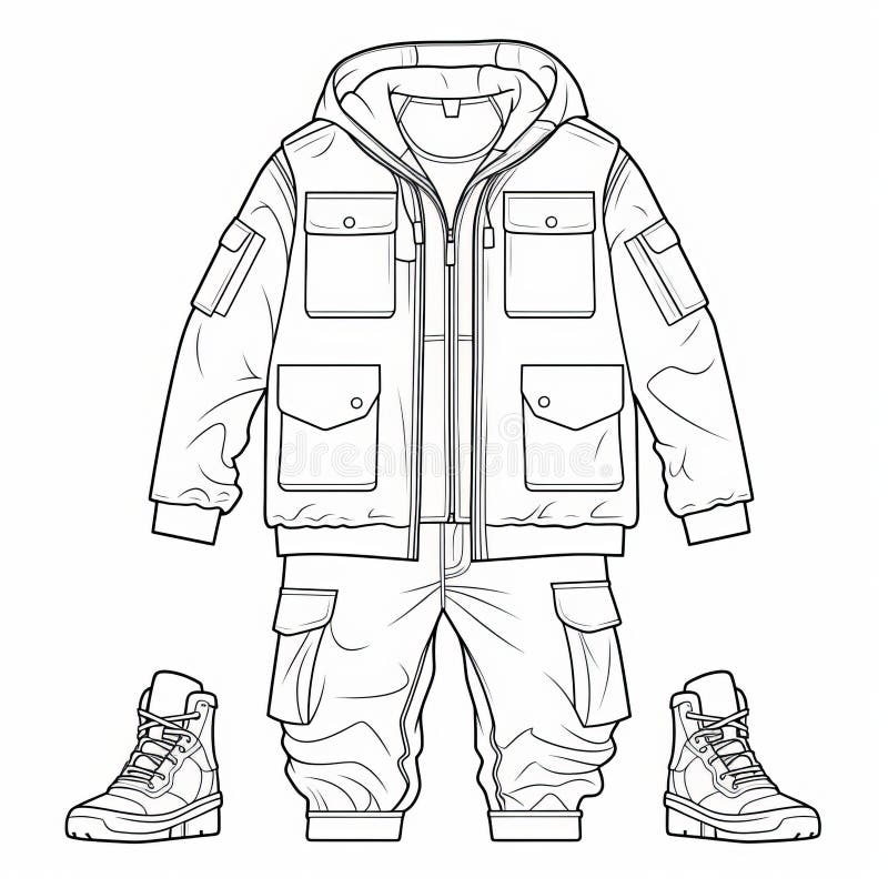 Monochromatic Army Suit Coloring Pages with Urban Edge and Simplified ...