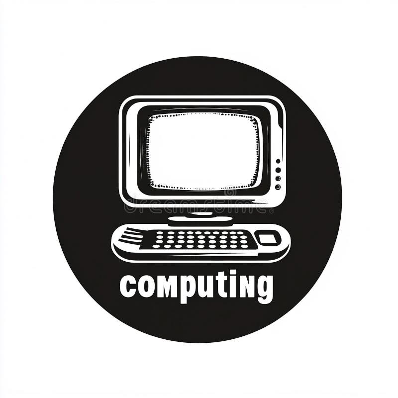 Monochromatic vintage computer icon design for technology related projects royalty free stock photography