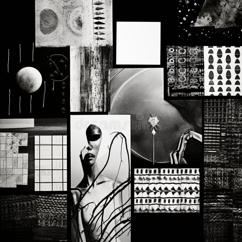 Monochromatische Meisterschaft : Moodboard aus schwarzem und weißem Holz lizenzfreies stockbild