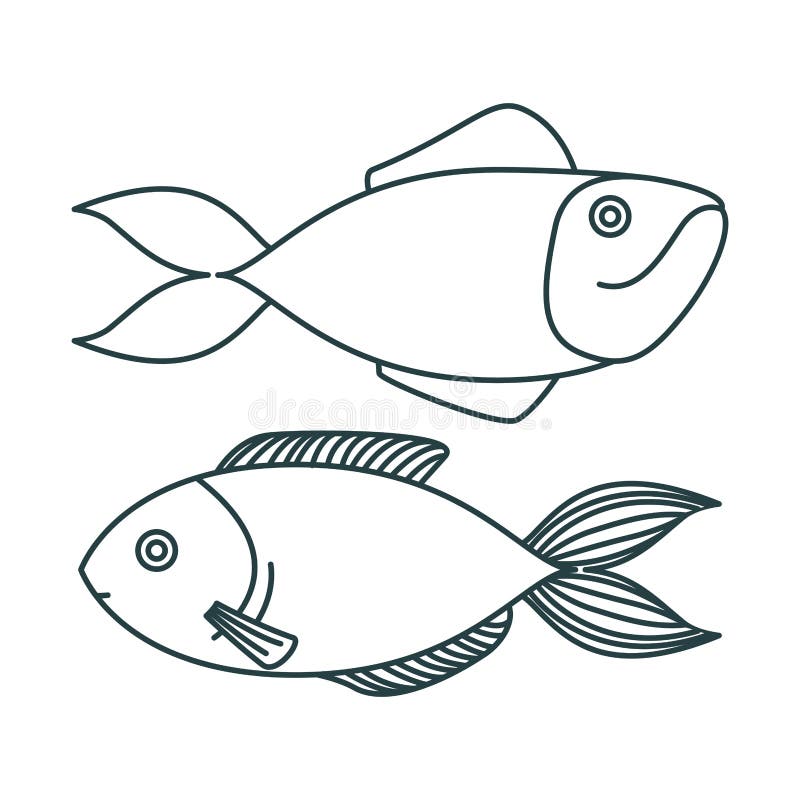Monochromatyczna nakreślenie sylwetki para typ ryba ilustracja wektor Monochromatyczna nakreślenie sylwetki para typ ryba ilustracja wektor