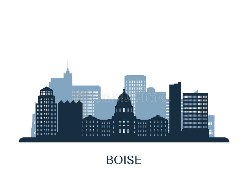 Boise skyline, monochrome silhouette. Vector illustration. Boise skyline, monochrome silhouette. Vector illustration