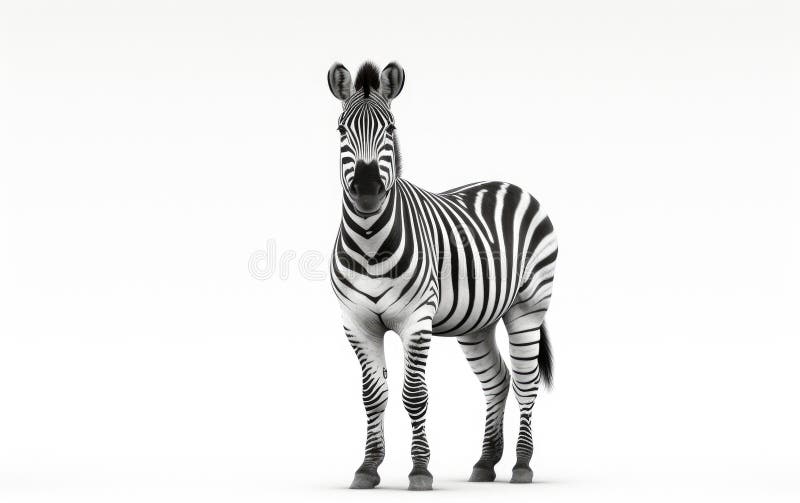 Monochromatyczna zebra z gracją na białym tle generuje ai ilustracja wektor
